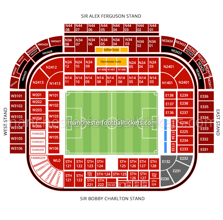 Old Trafford categories and seating map